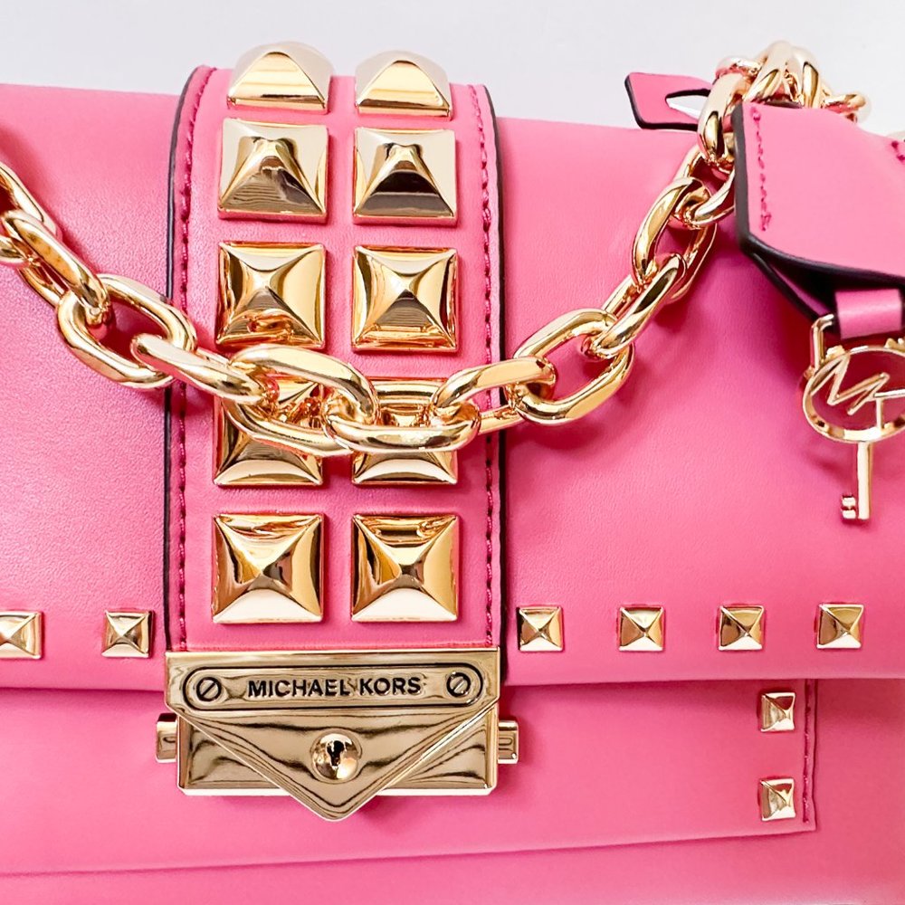 Michael Kors CECE Medium Flap Shoulder Crossbody Leather Bag French Pink - Picture 5 of 13
